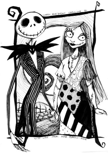 Nightmare before Christmas Jack and Sally coloring pages part 1